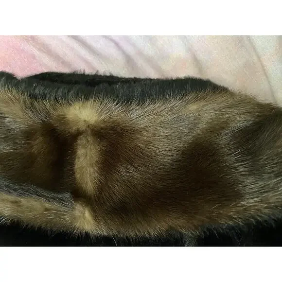 1950s 60s Black Mink Collar Fur Swing Coat Mad Men Mod Trapeze Women’s S M - Picture 11 of 11